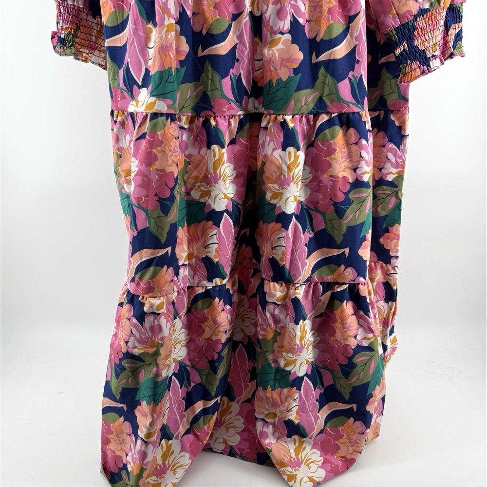 Michelle McDowell Dress Womens XL Maxi Navy Pink Floral Boho Chic NWT - Picture 7 of 10